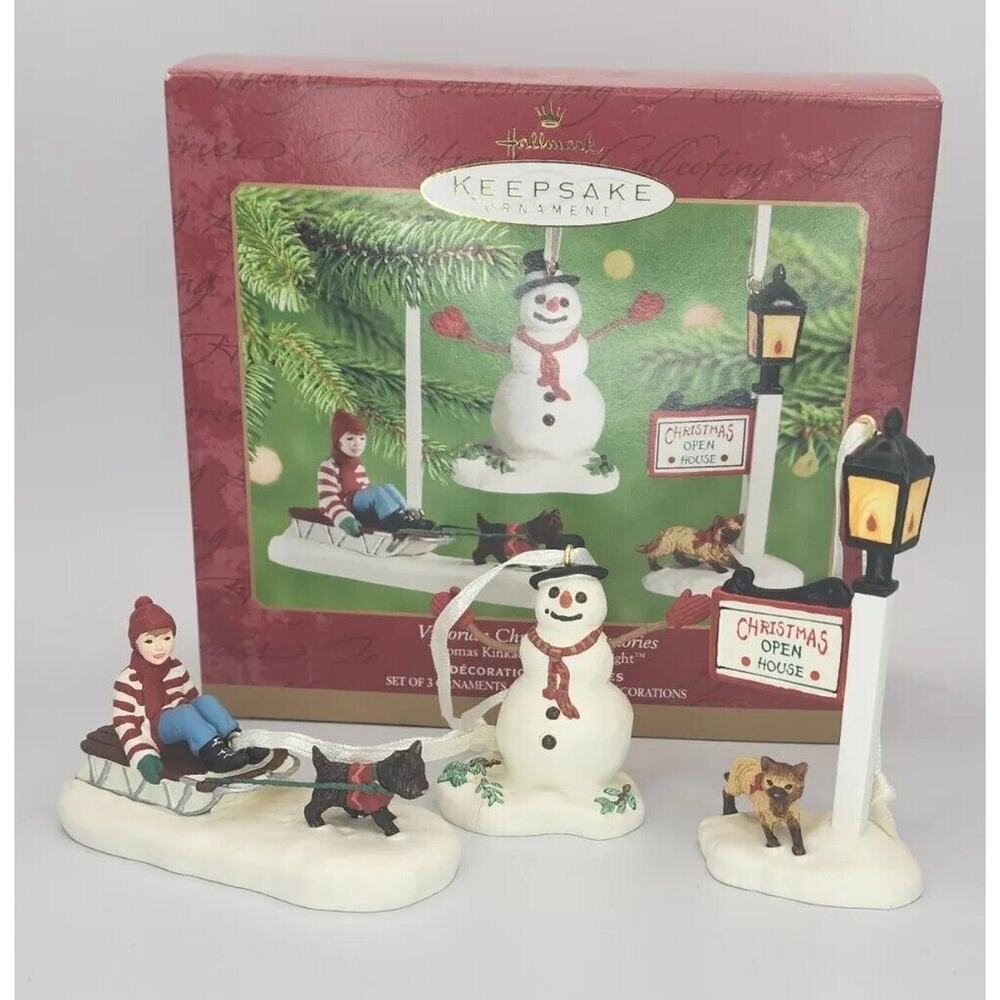 2001 Hallmark Victorian Christmas Memories Thomas Kinkade‎ 3 Ornaments Box U236